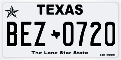 TX license plate BEZ0720