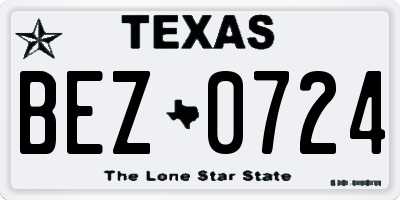 TX license plate BEZ0724