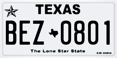 TX license plate BEZ0801