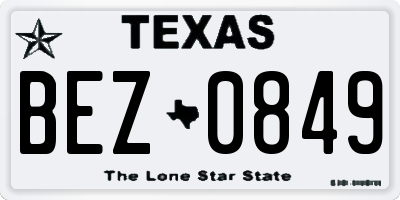 TX license plate BEZ0849