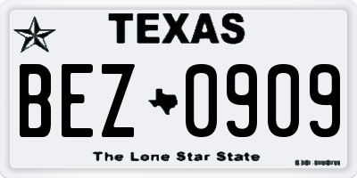 TX license plate BEZ0909