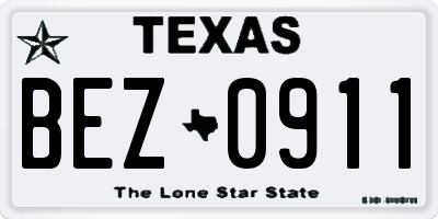 TX license plate BEZ0911