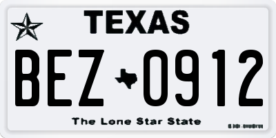 TX license plate BEZ0912