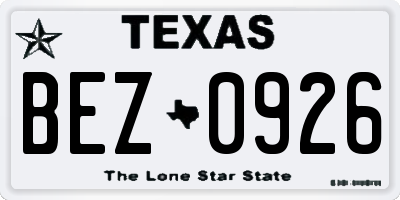 TX license plate BEZ0926