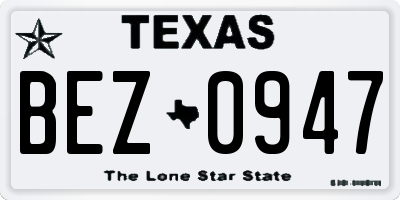 TX license plate BEZ0947