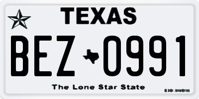 TX license plate BEZ0991