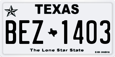 TX license plate BEZ1403