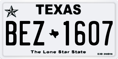 TX license plate BEZ1607