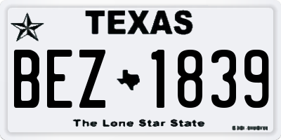 TX license plate BEZ1839