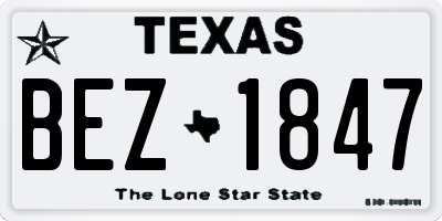TX license plate BEZ1847