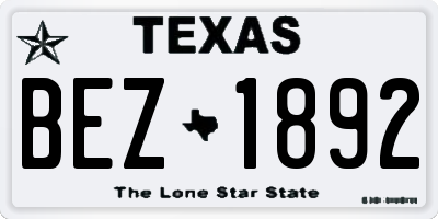 TX license plate BEZ1892