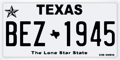 TX license plate BEZ1945