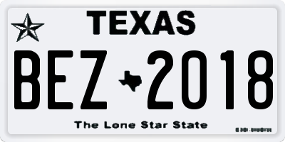 TX license plate BEZ2018