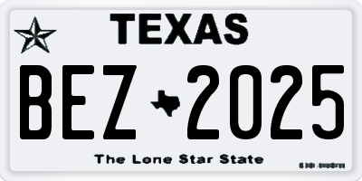 TX license plate BEZ2025