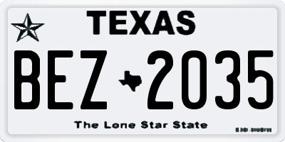 TX license plate BEZ2035