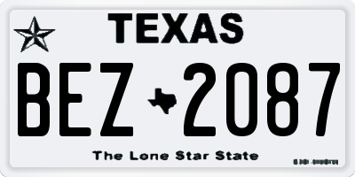 TX license plate BEZ2087