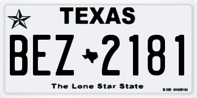 TX license plate BEZ2181