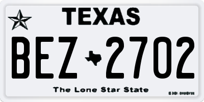 TX license plate BEZ2702