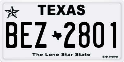 TX license plate BEZ2801