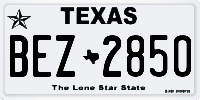 TX license plate BEZ2850