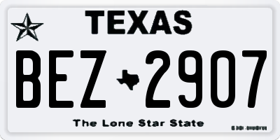 TX license plate BEZ2907