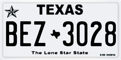 TX license plate BEZ3028