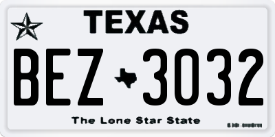 TX license plate BEZ3032