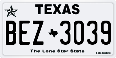 TX license plate BEZ3039