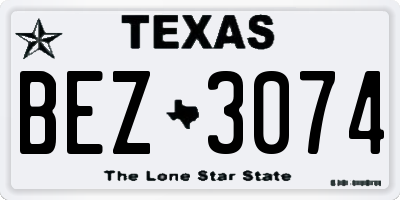 TX license plate BEZ3074