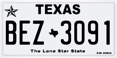 TX license plate BEZ3091