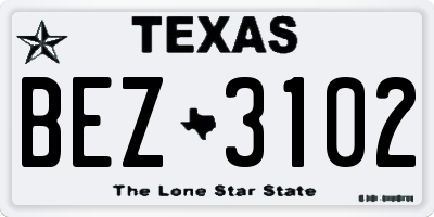 TX license plate BEZ3102