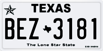 TX license plate BEZ3181