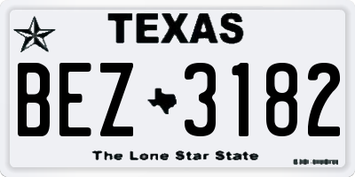 TX license plate BEZ3182