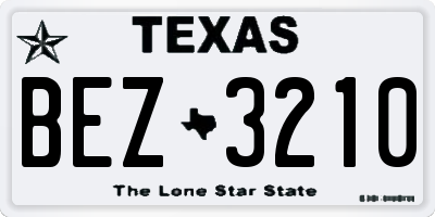 TX license plate BEZ3210
