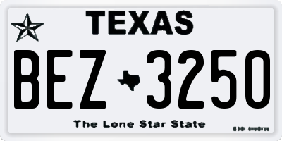 TX license plate BEZ3250
