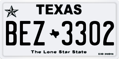 TX license plate BEZ3302