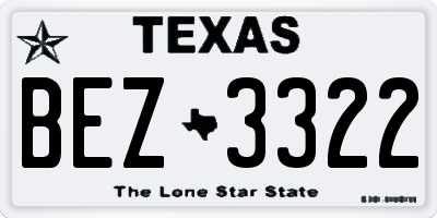 TX license plate BEZ3322
