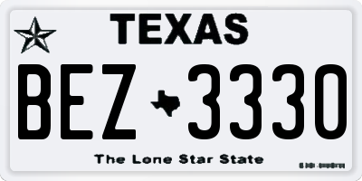 TX license plate BEZ3330