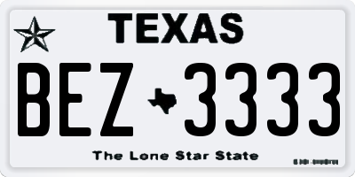TX license plate BEZ3333