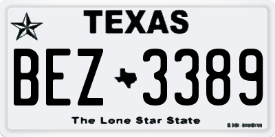 TX license plate BEZ3389