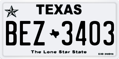 TX license plate BEZ3403