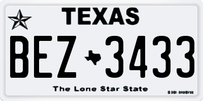 TX license plate BEZ3433