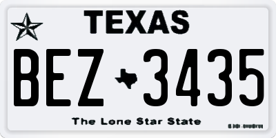 TX license plate BEZ3435