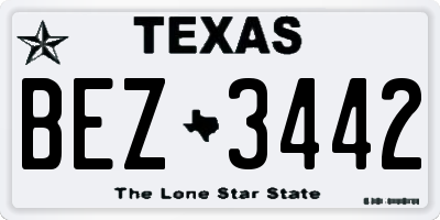 TX license plate BEZ3442