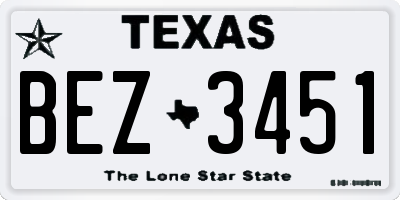 TX license plate BEZ3451
