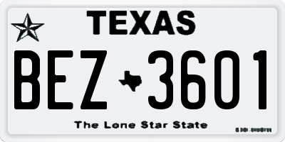 TX license plate BEZ3601