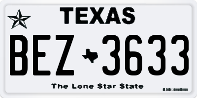 TX license plate BEZ3633