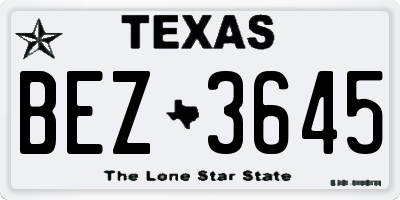 TX license plate BEZ3645
