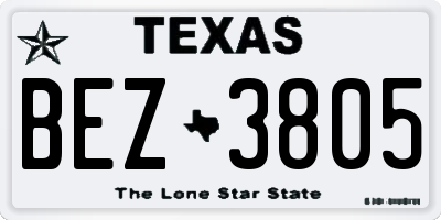TX license plate BEZ3805