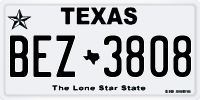 TX license plate BEZ3808